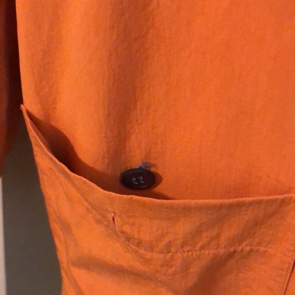 VINTAGE’80s Anne Klein II Size Medium 100% Silk Vivid Orange Longline Blazer - Picture 16 of 16